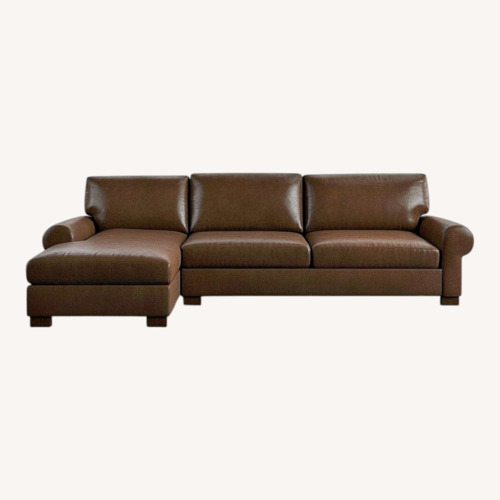 Used Pottery Barn Dark Brown Leather Chaise Lounge for sale on AptDeco