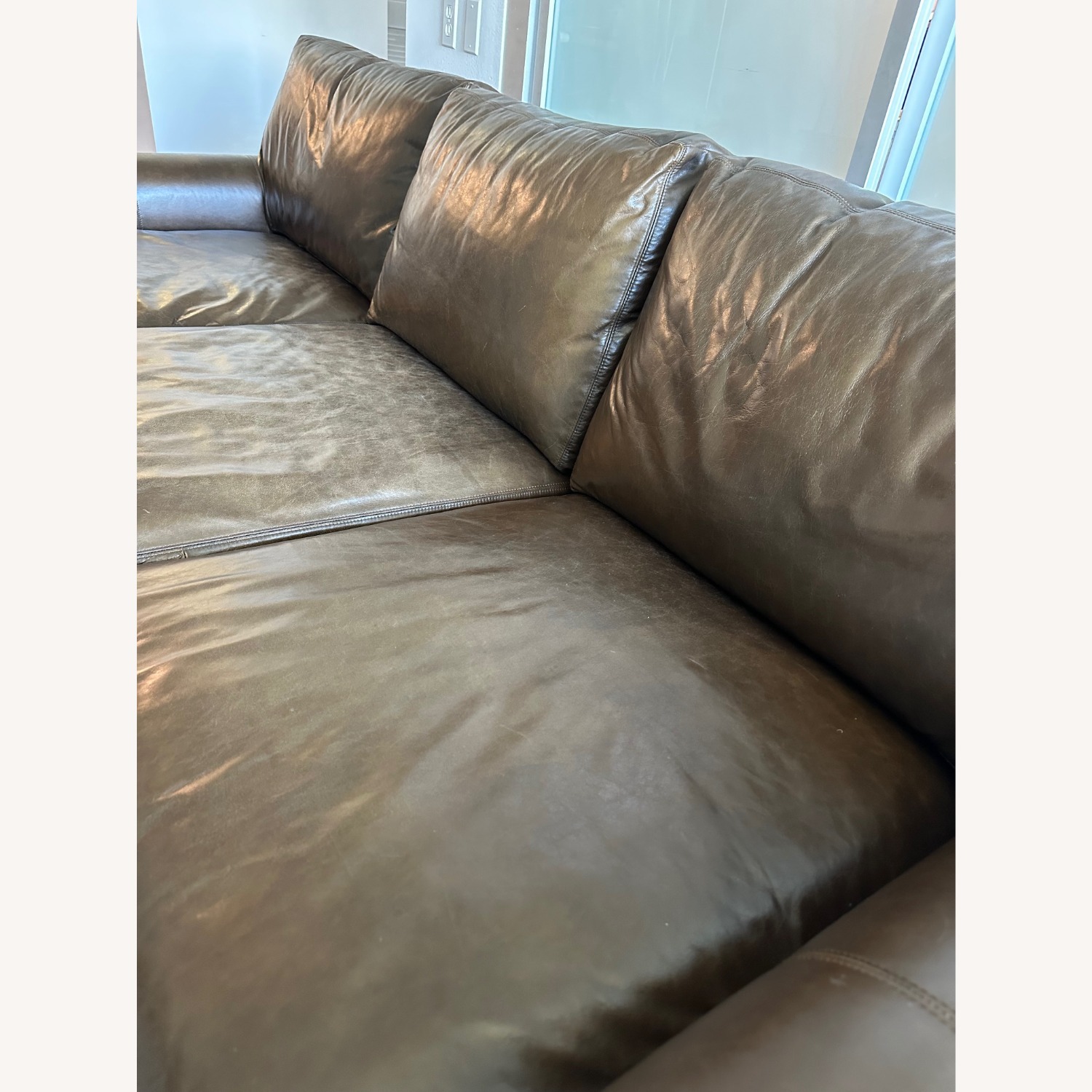 Pottery Barn Dark Brown Leather Chaise Lounge - image-4