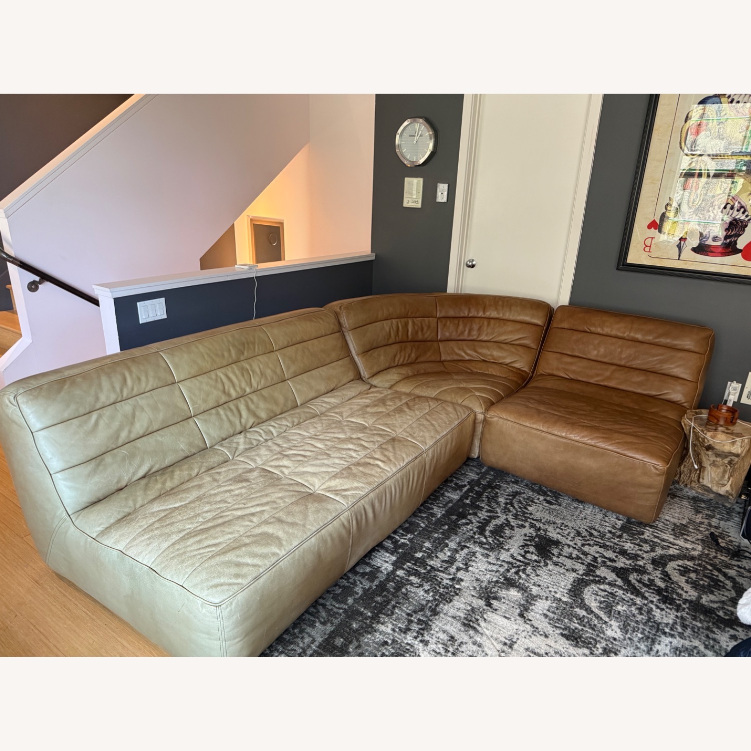 Timothy Oulton Shabby Leather Sectional - image-1