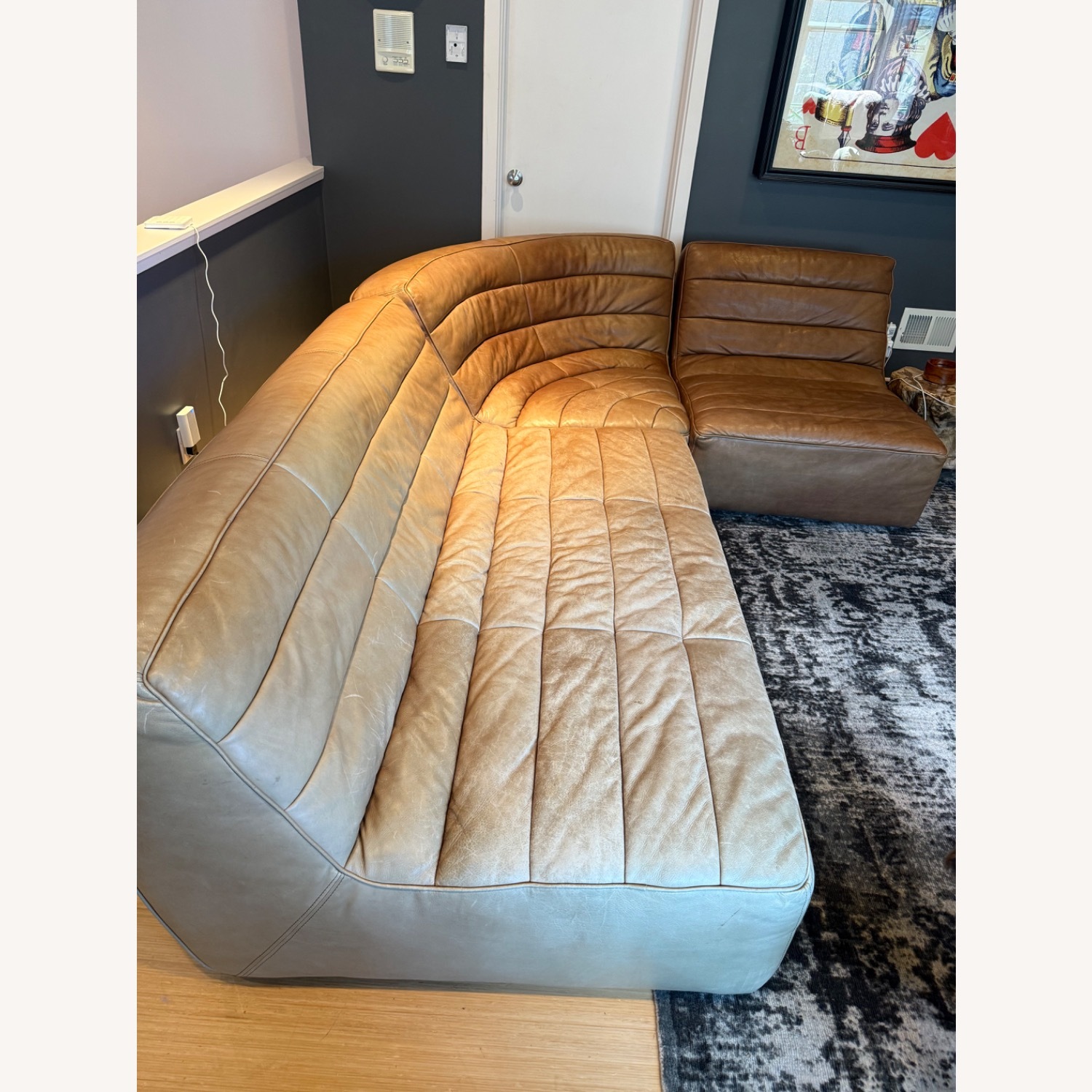 Timothy Oulton Shabby Leather Sectional - image-3