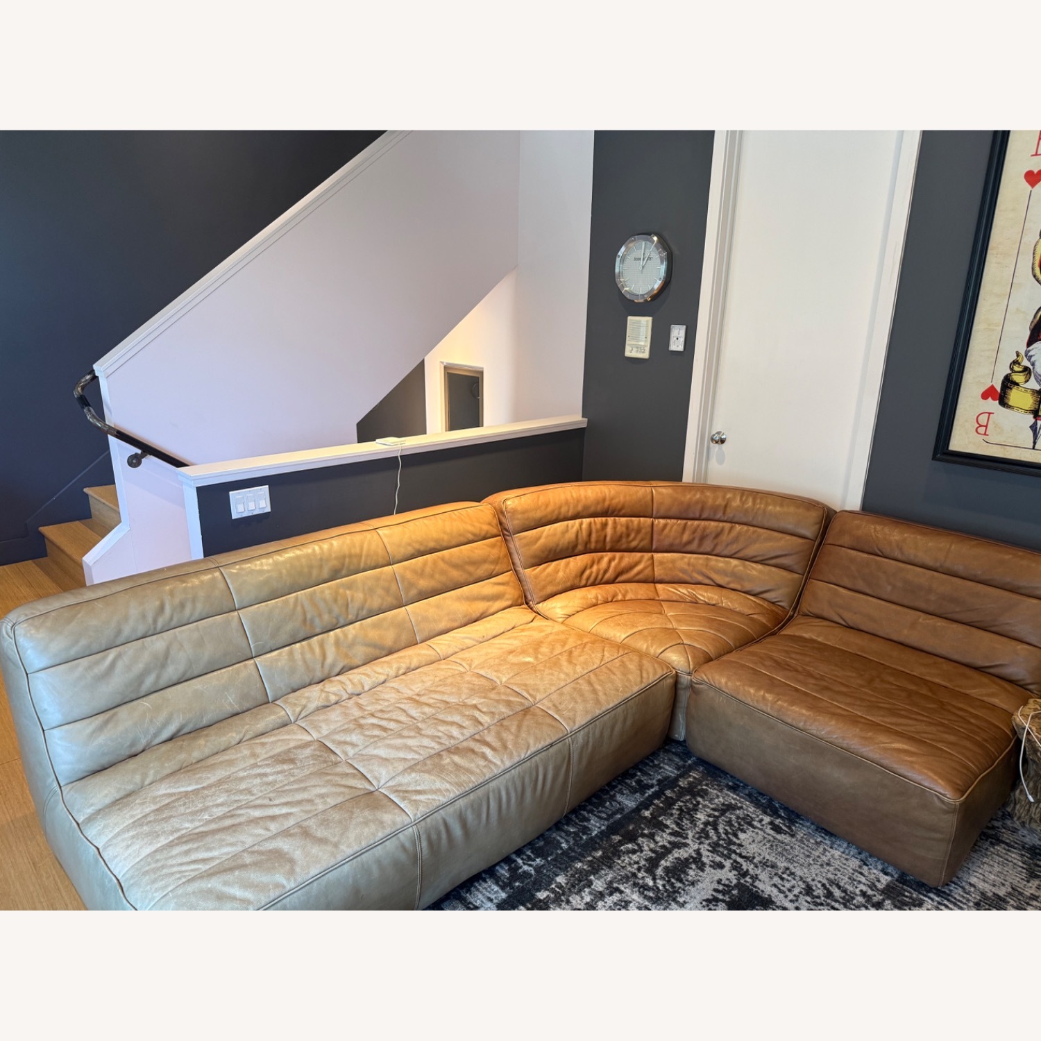 Timothy Oulton Shabby Leather Sectional - image-2