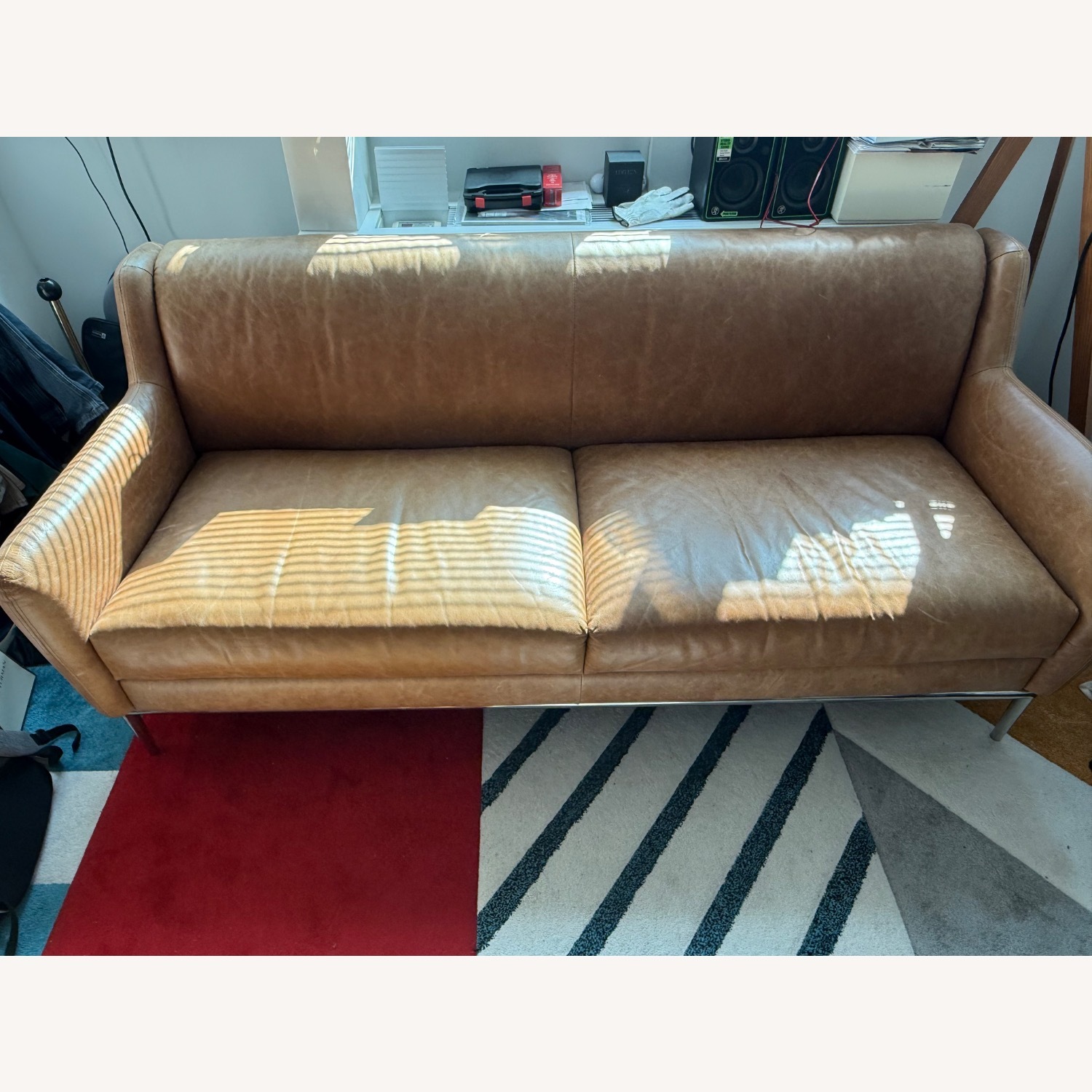 CB2 Alfred Light Brown Leather 2 Seater Sofa - image-3