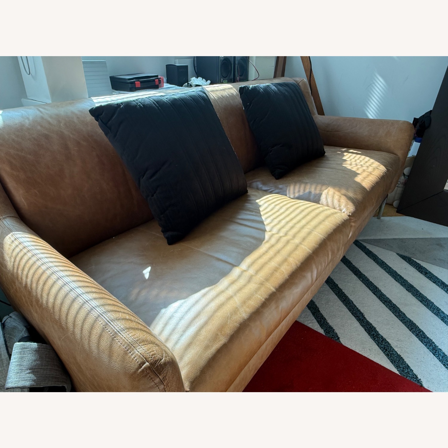 CB2 Alfred Light Brown Leather 2 Seater Sofa - image-2