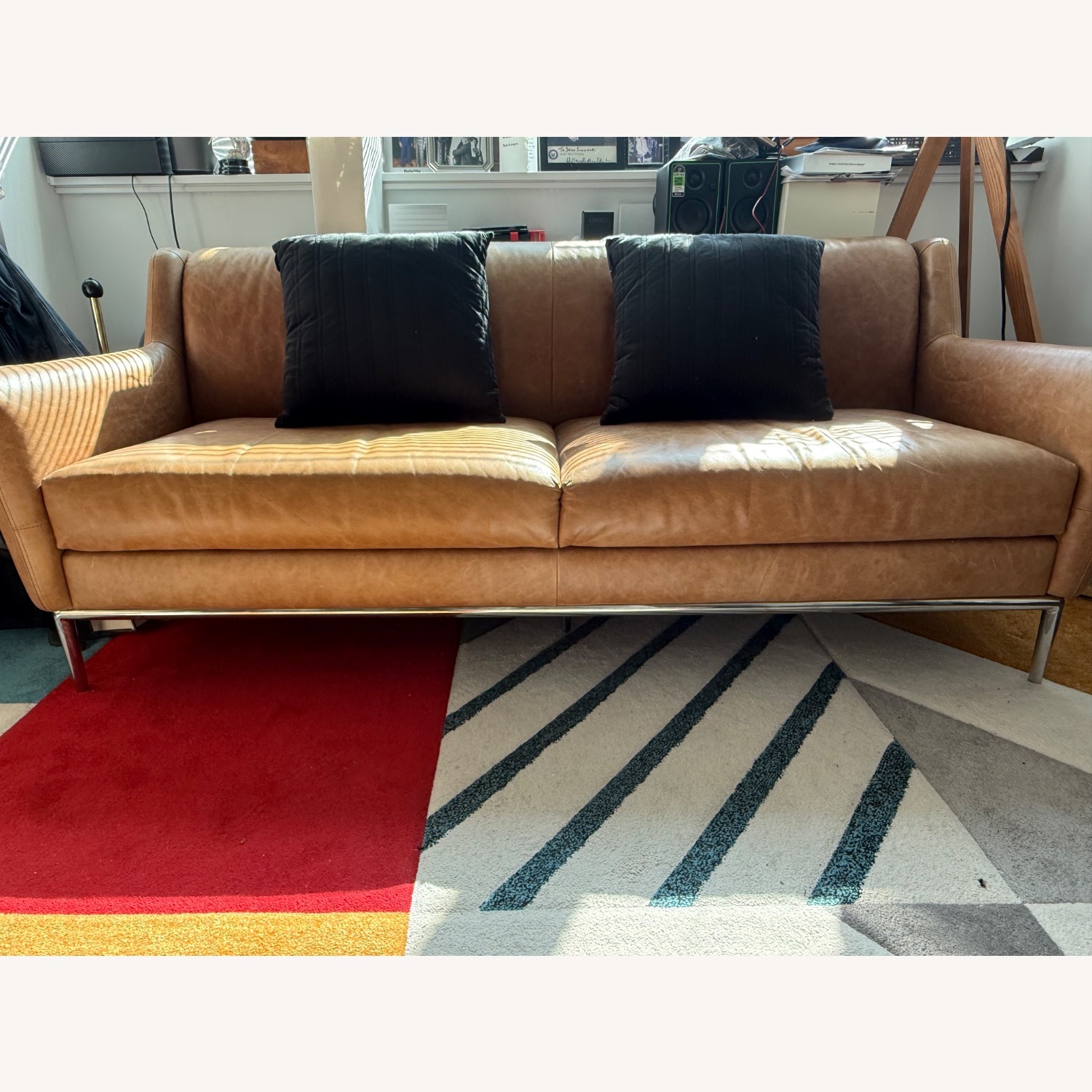 CB2 Alfred Light Brown Leather 2 Seater Sofa - image-1