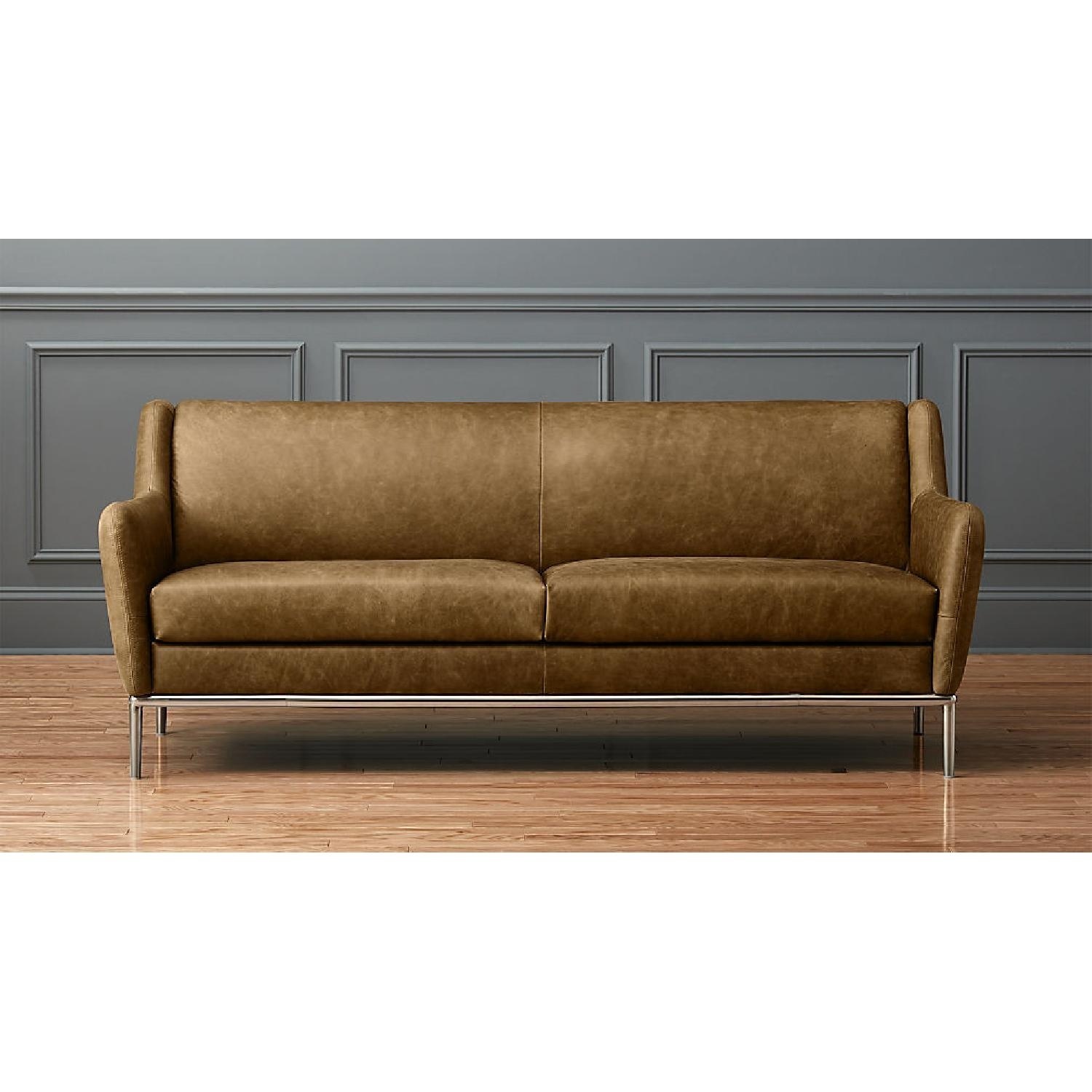 CB2 Alfred Light Brown Leather 2 Seater Sofa - image-5