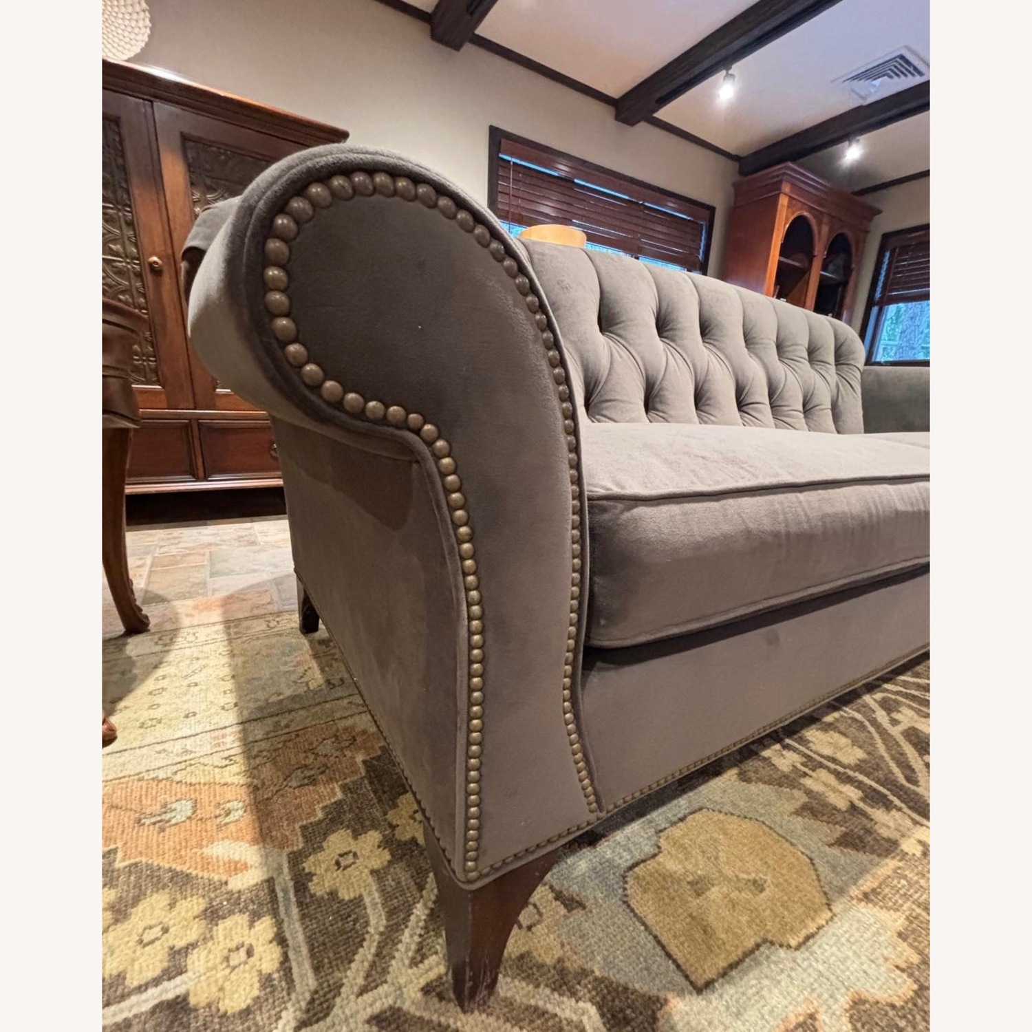 Arhaus Preston Grey Velvet Sofa - image-3