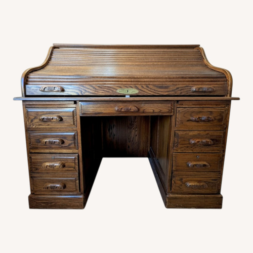Used Solid Oak S-Curve Roll Top Desk for sale on AptDeco