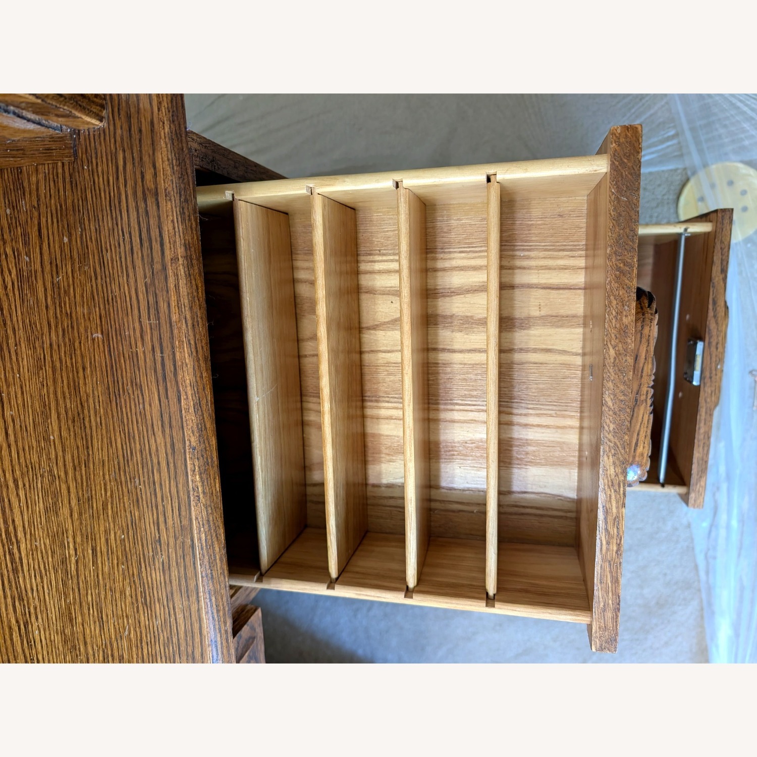  Solid Oak S-Curve Roll Top Desk - image-7