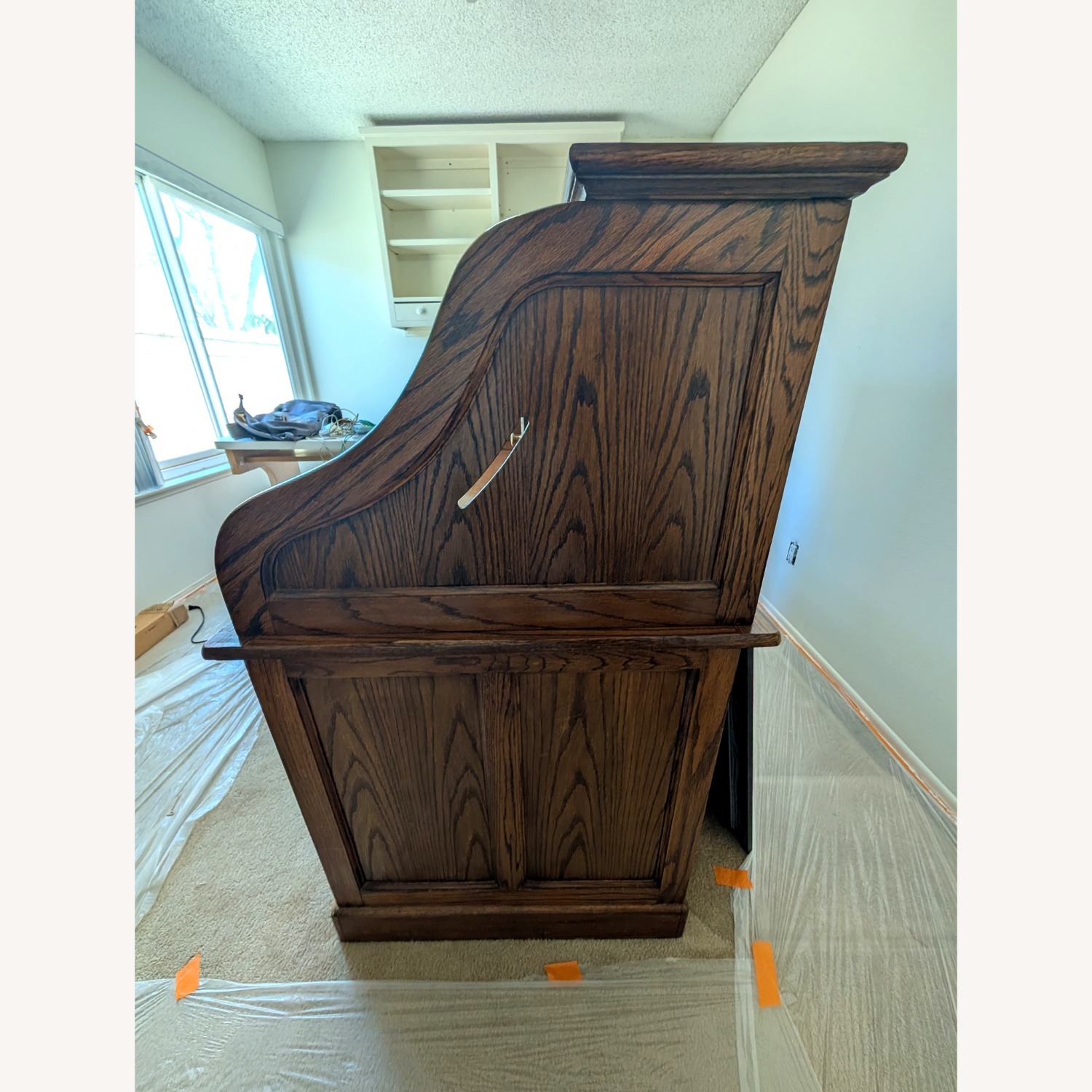  Solid Oak S-Curve Roll Top Desk - image-5