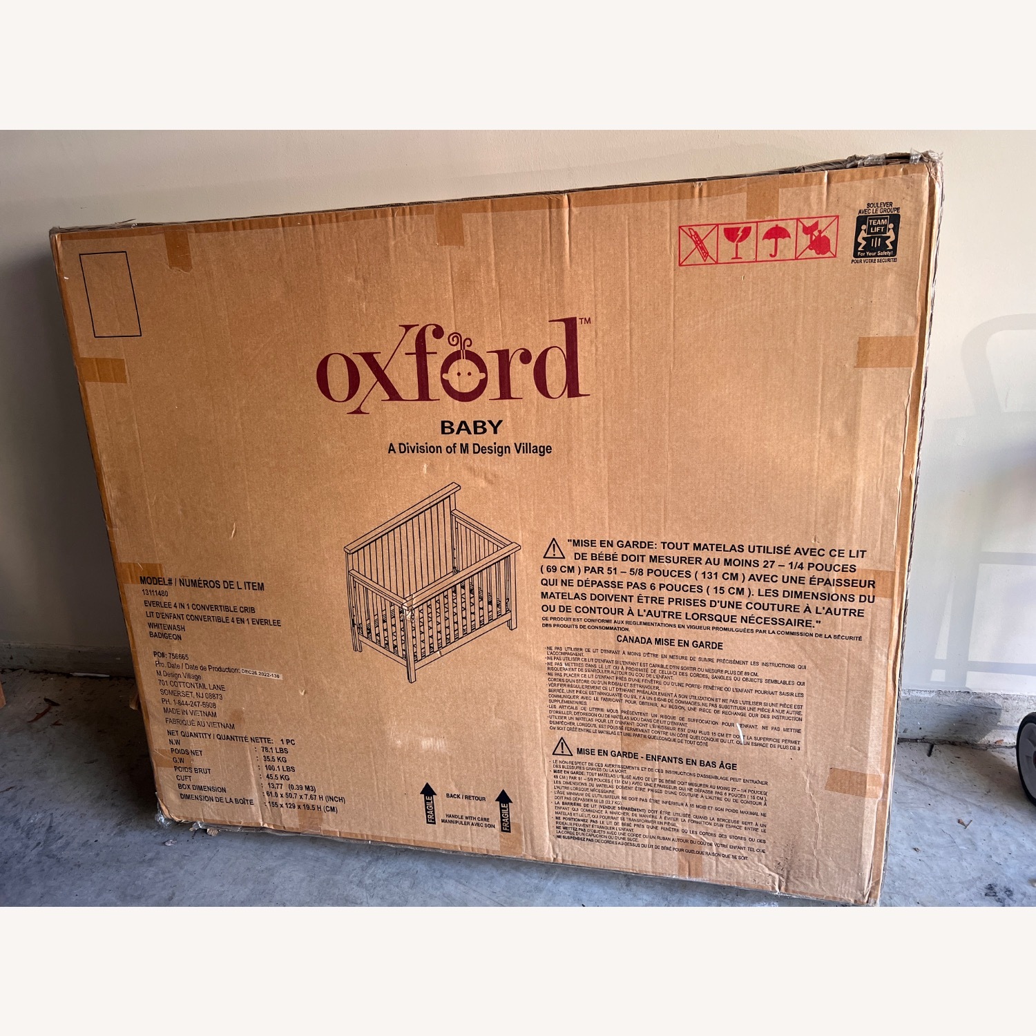 Everlee 4 in 1 White Crib - image-1