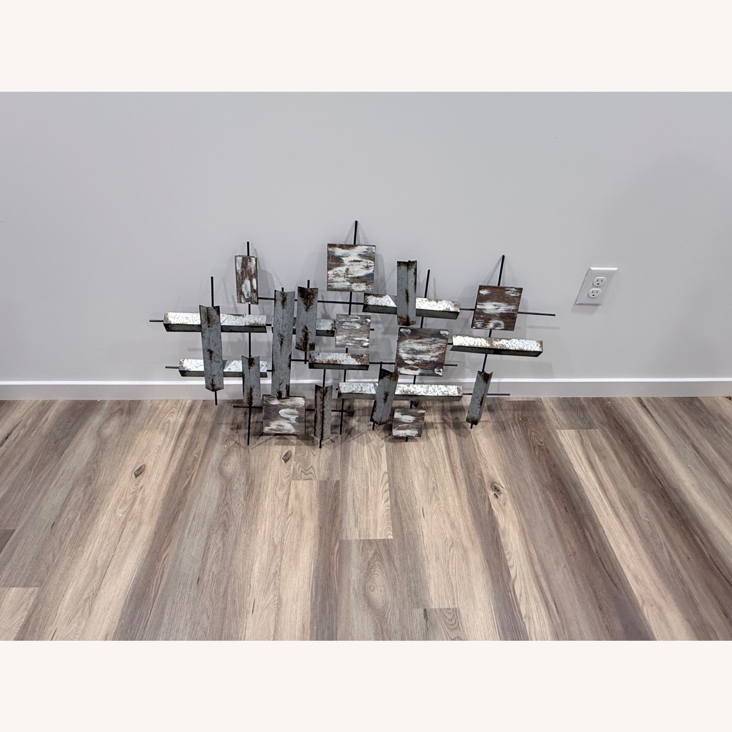 Modern Abstract Metal & Wood Wall Decor  - image-1