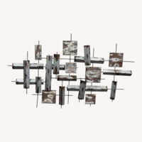 Modern Abstract Metal & Wood Wall Decor 