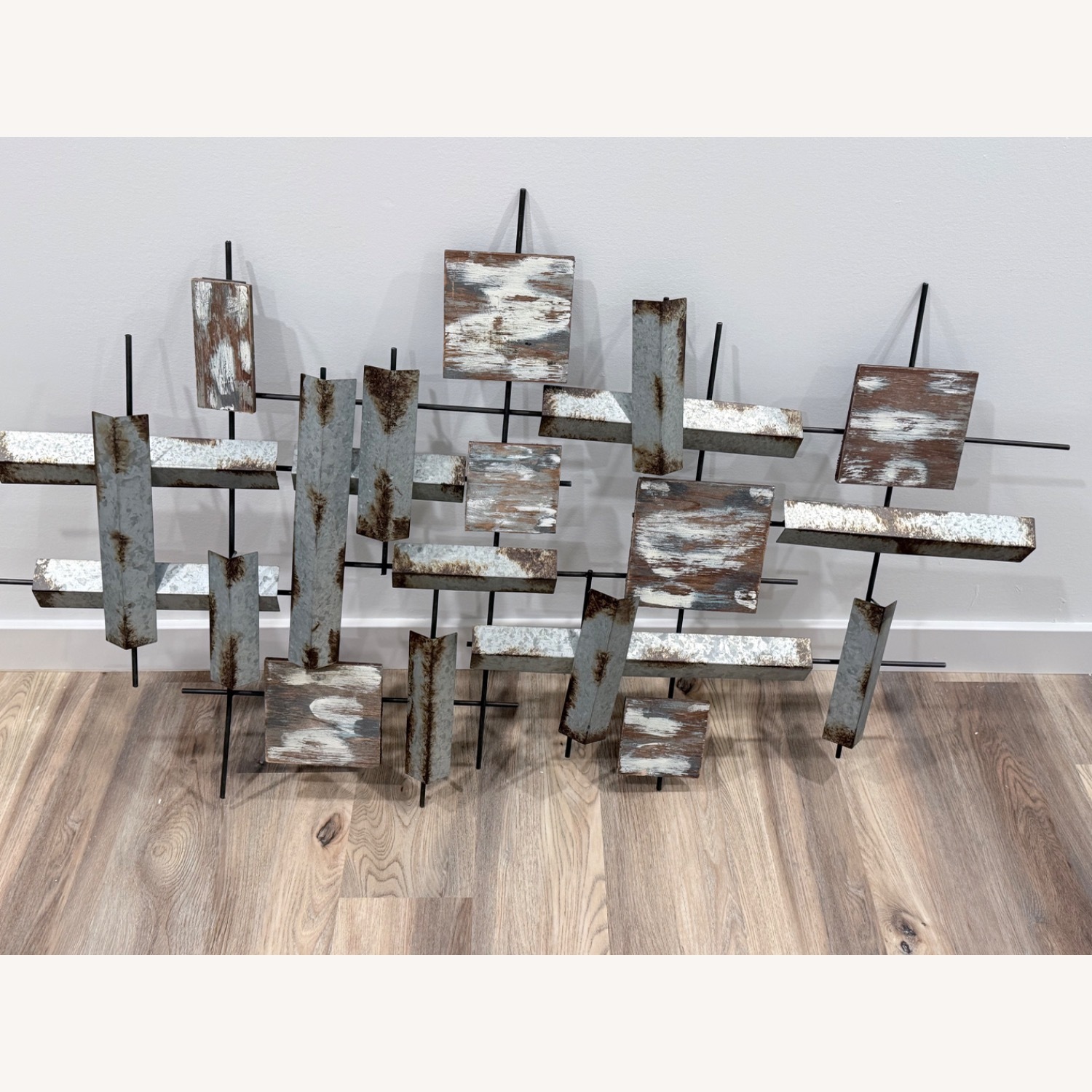 Modern Abstract Metal & Wood Wall Decor  - image-2
