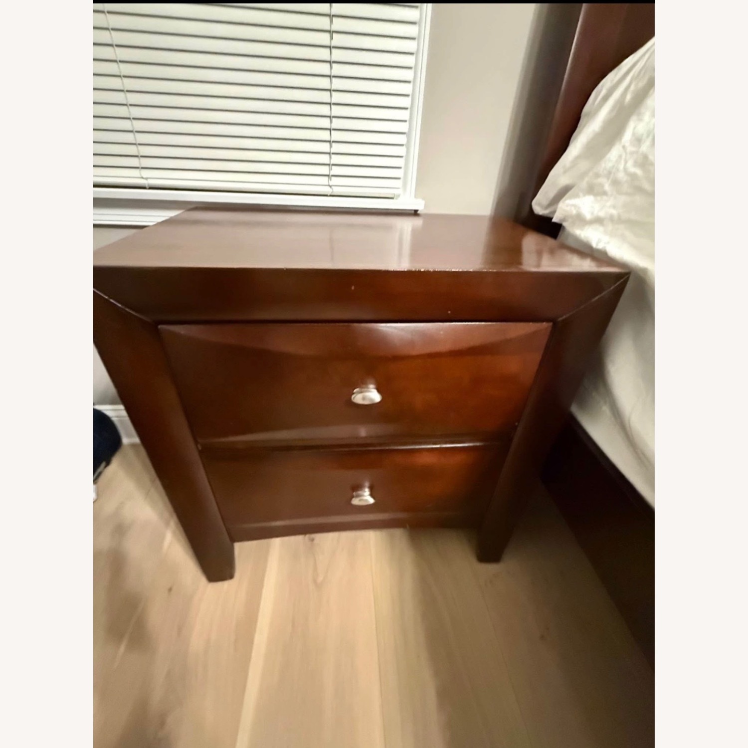 Vintage/Antique Dark Brown Wood Queen Bed - image-3