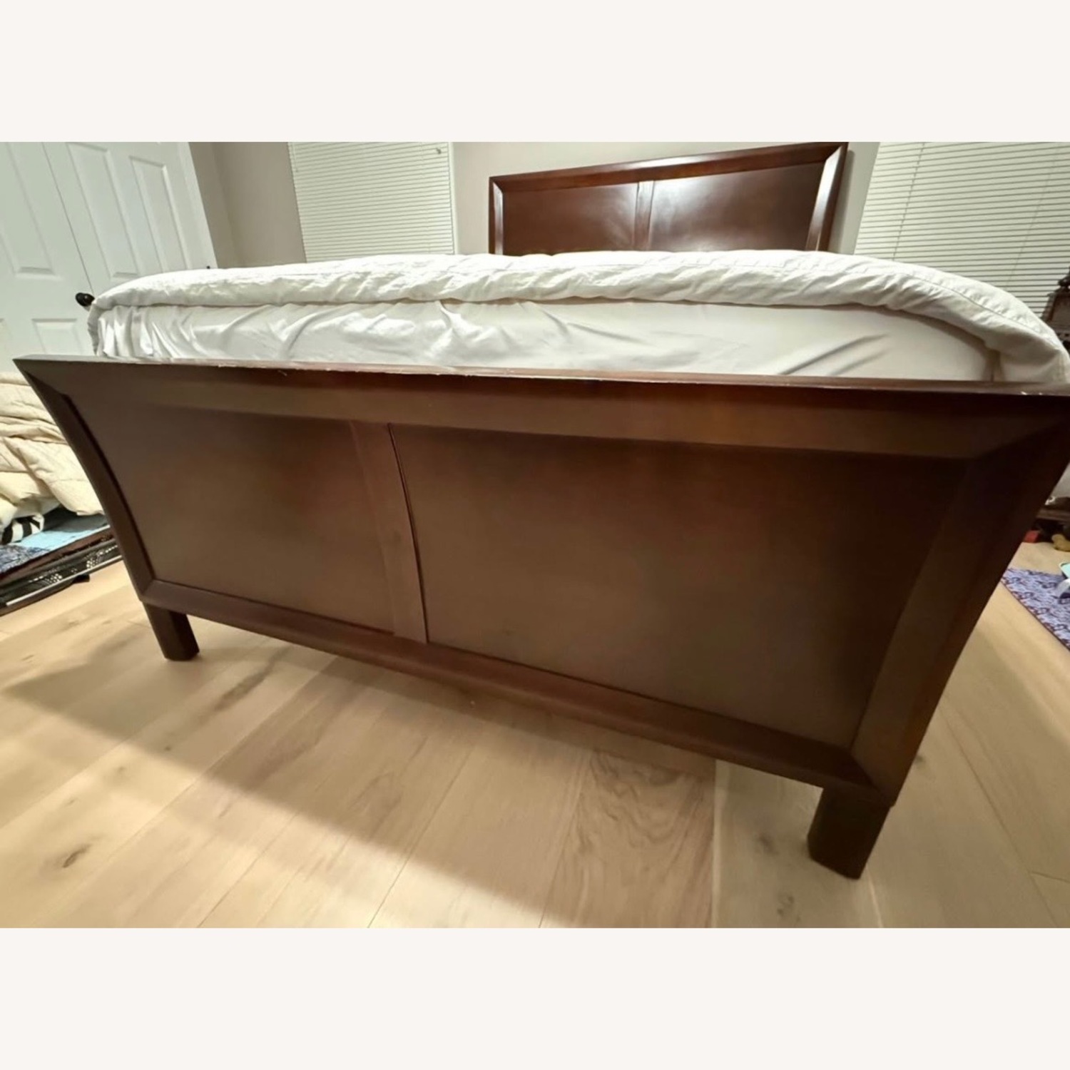 Vintage/Antique Dark Brown Wood Queen Bed - image-2