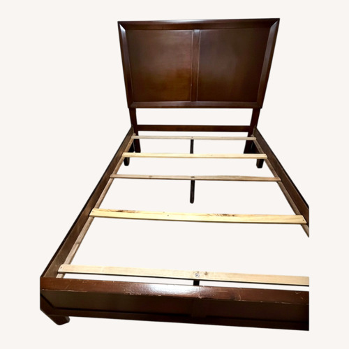 Used Vintage/Antique Dark Brown Wood Queen Bed for sale on AptDeco