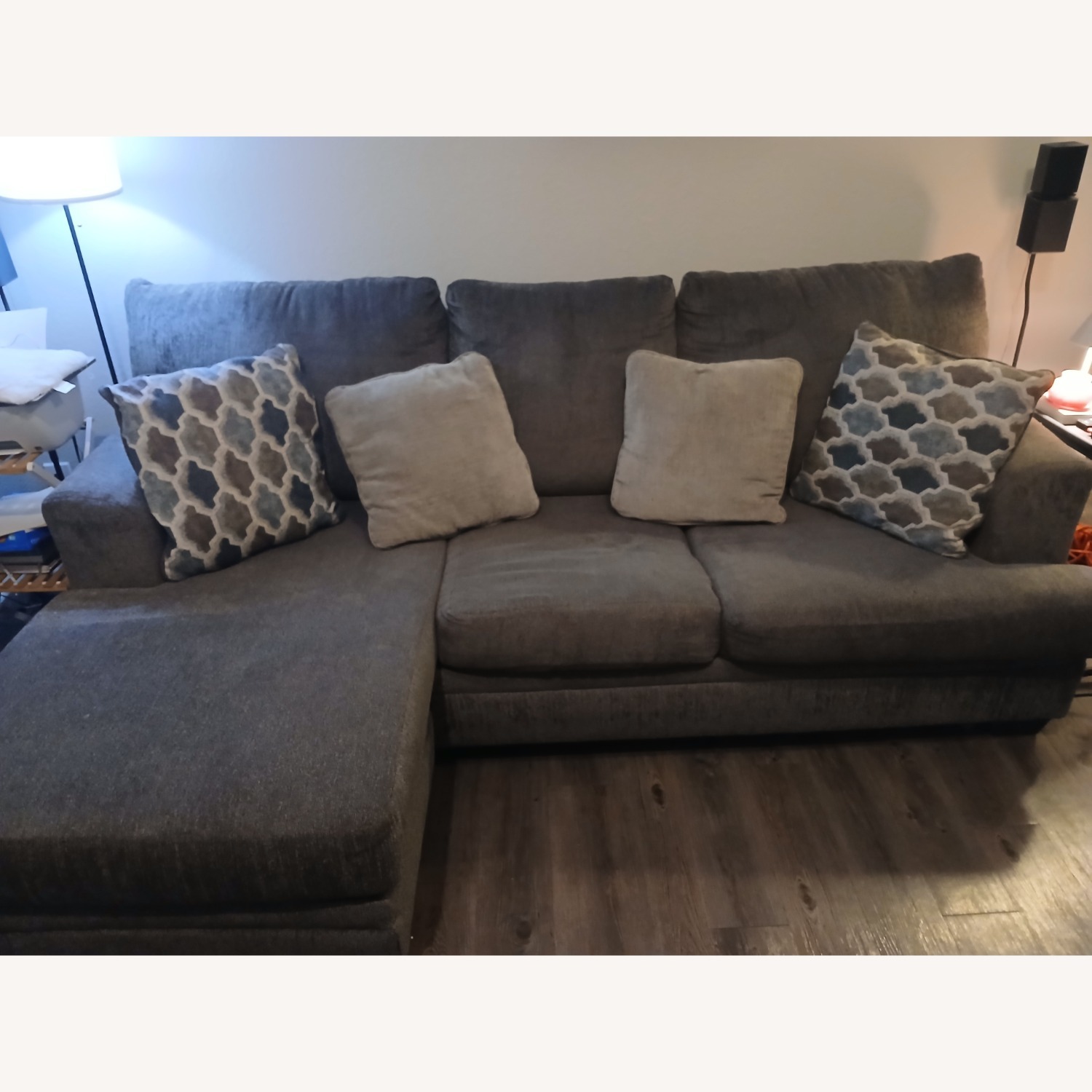 Ashley Furniture Dark Gray Fabric Chaise Lounge - image-2