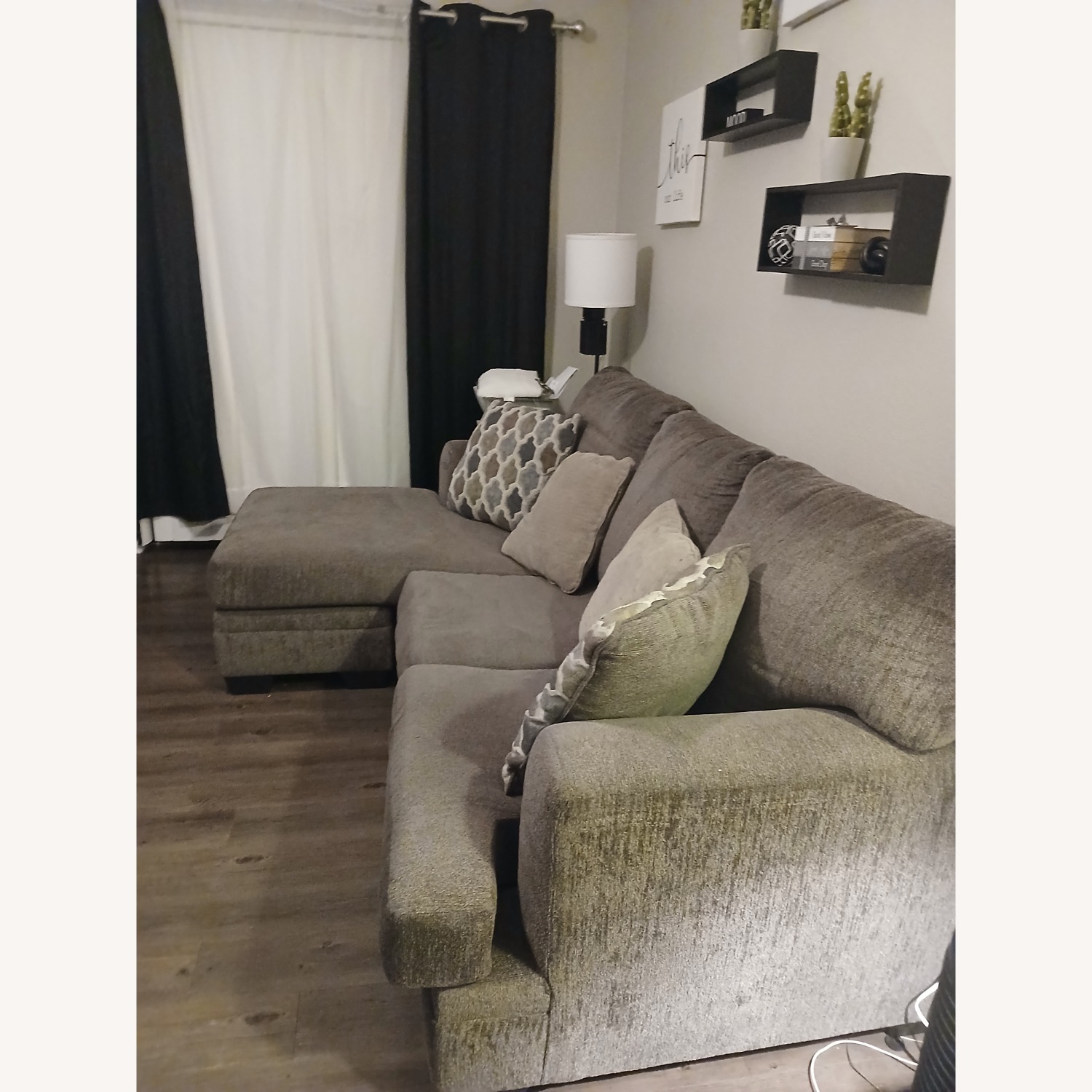 Ashley Furniture Dark Gray Fabric Chaise Lounge - image-3