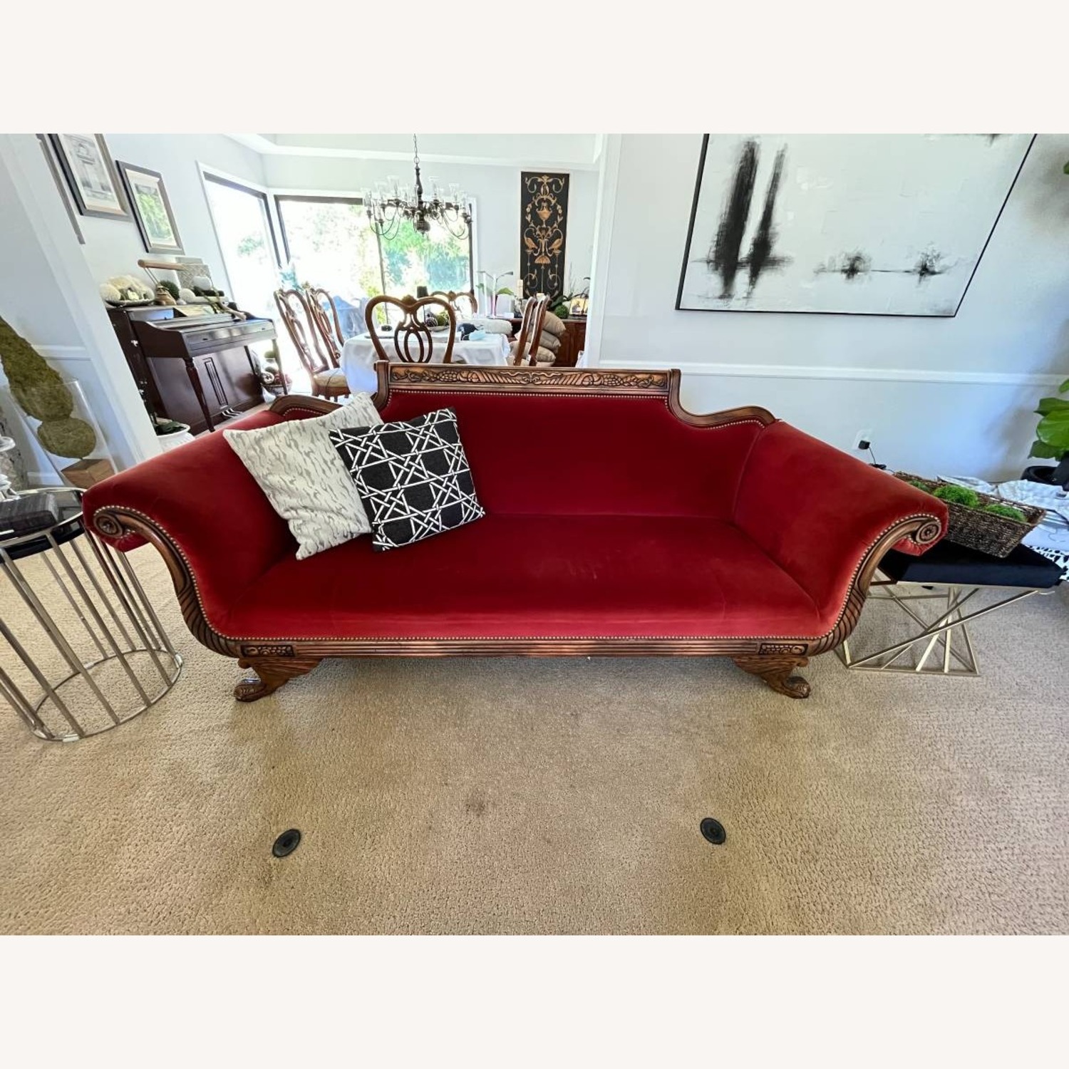 Red Velvet 3+ Seater Sofa - image-1