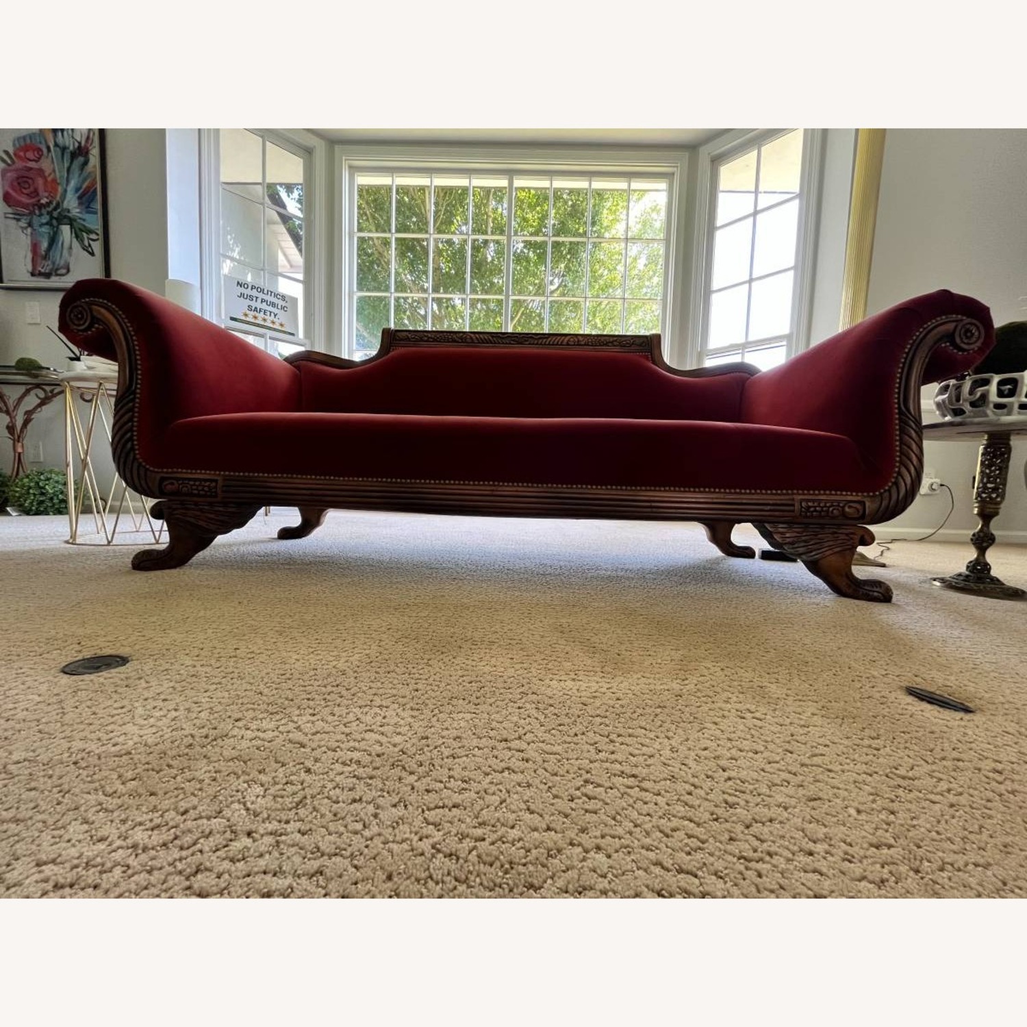 Red Velvet 3+ Seater Sofa - image-5