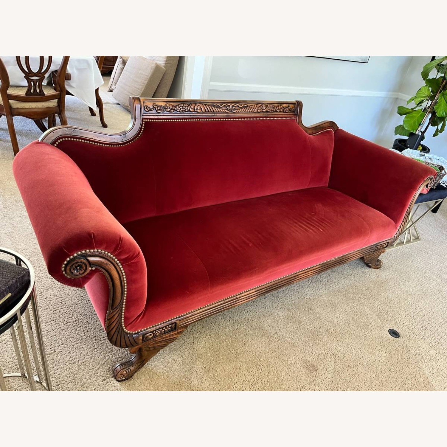 Red Velvet 3+ Seater Sofa - image-2