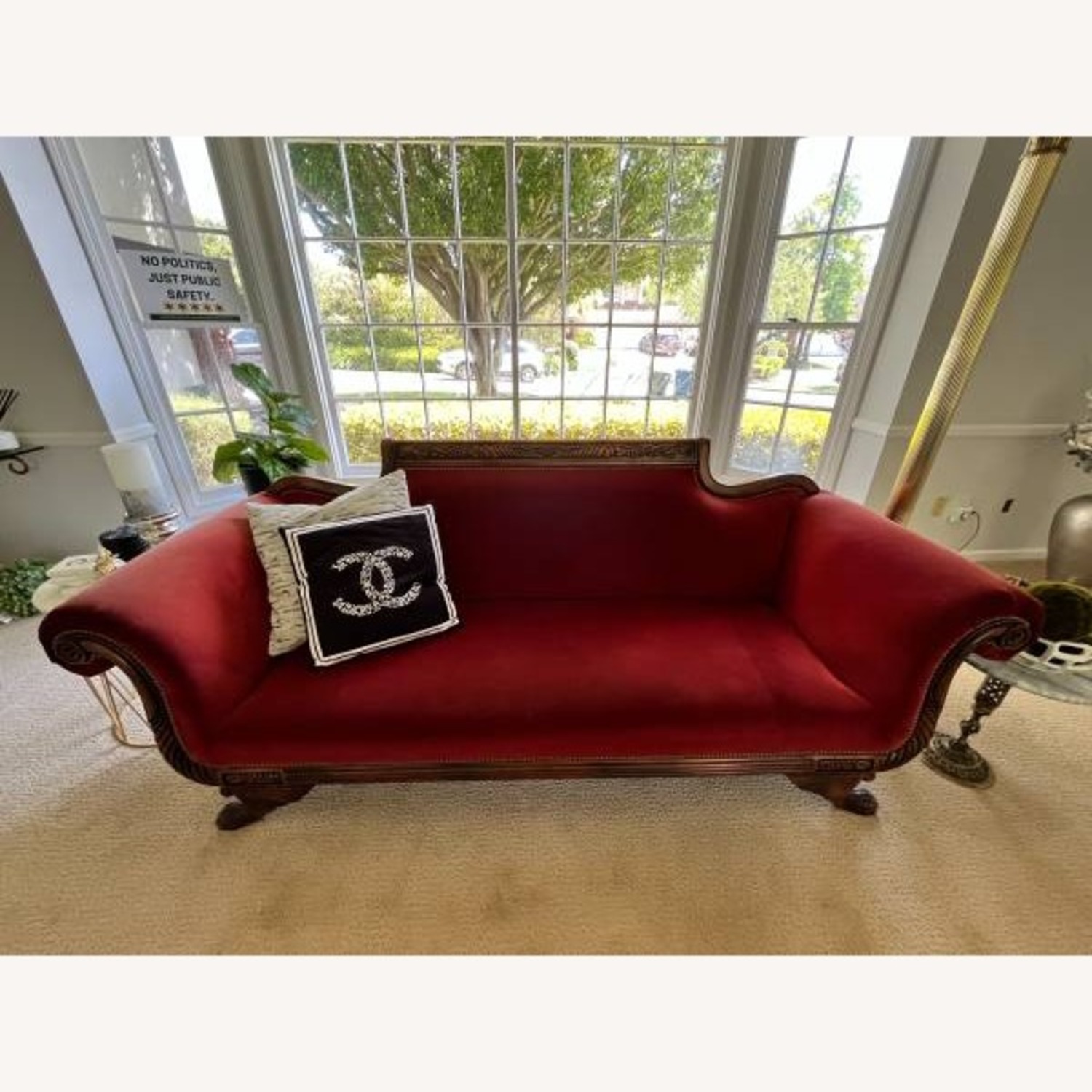 Red Velvet 3+ Seater Sofa - image-7