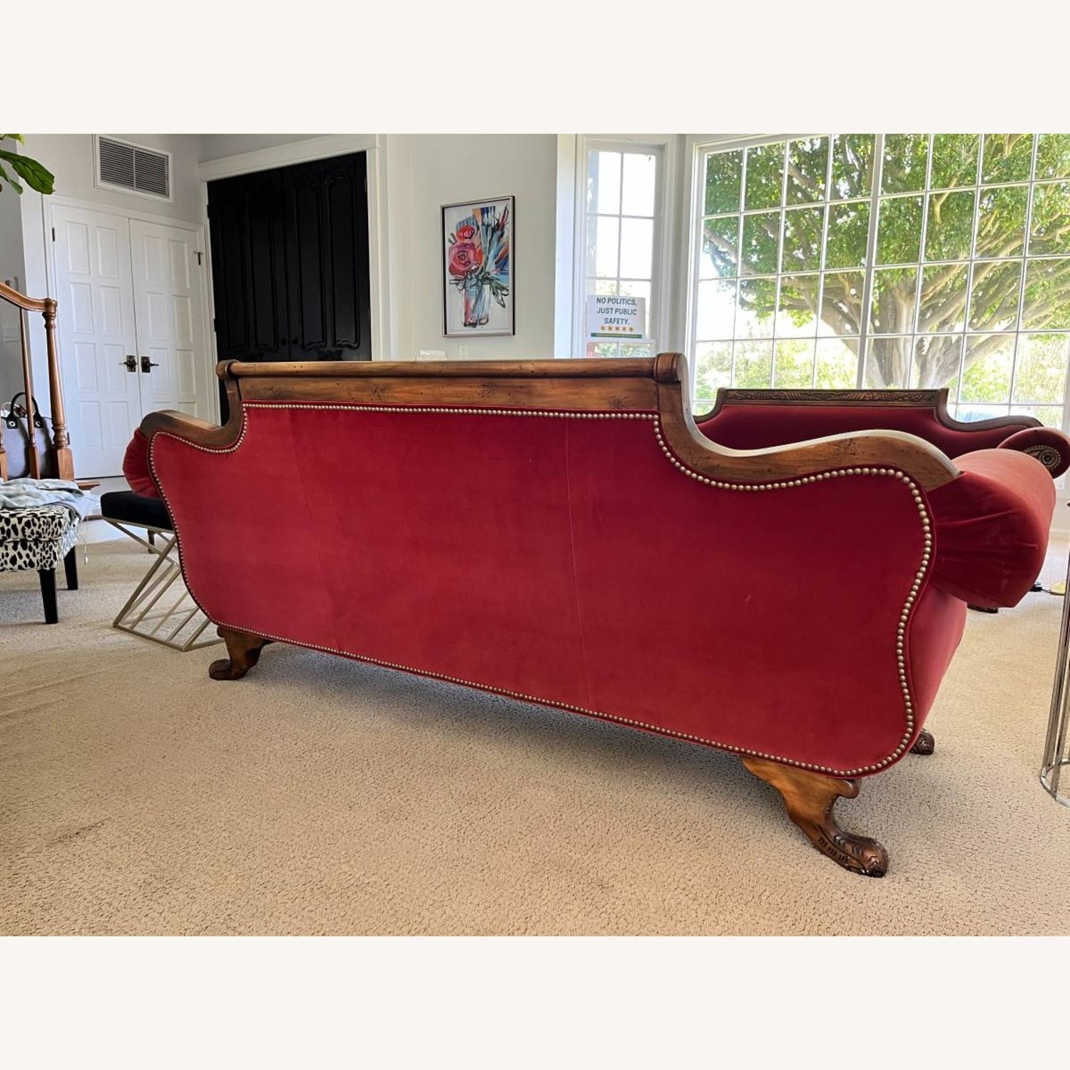 Red Velvet 3+ Seater Sofa - image-3