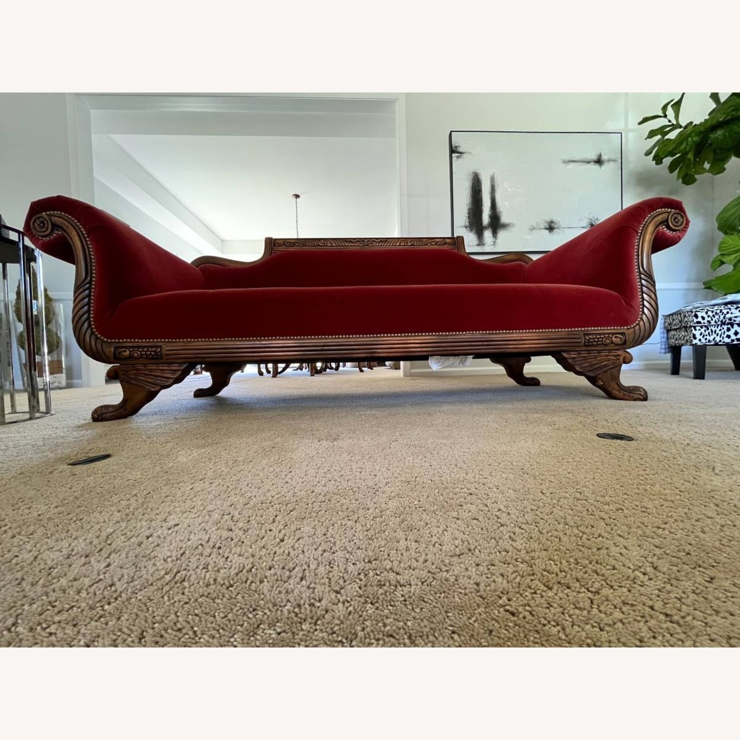 Red Velvet 3+ Seater Sofa - image-4