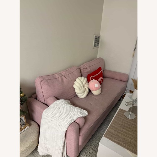 Used Amazon Koorlian Pink Fabric Loveseat for sale on AptDeco