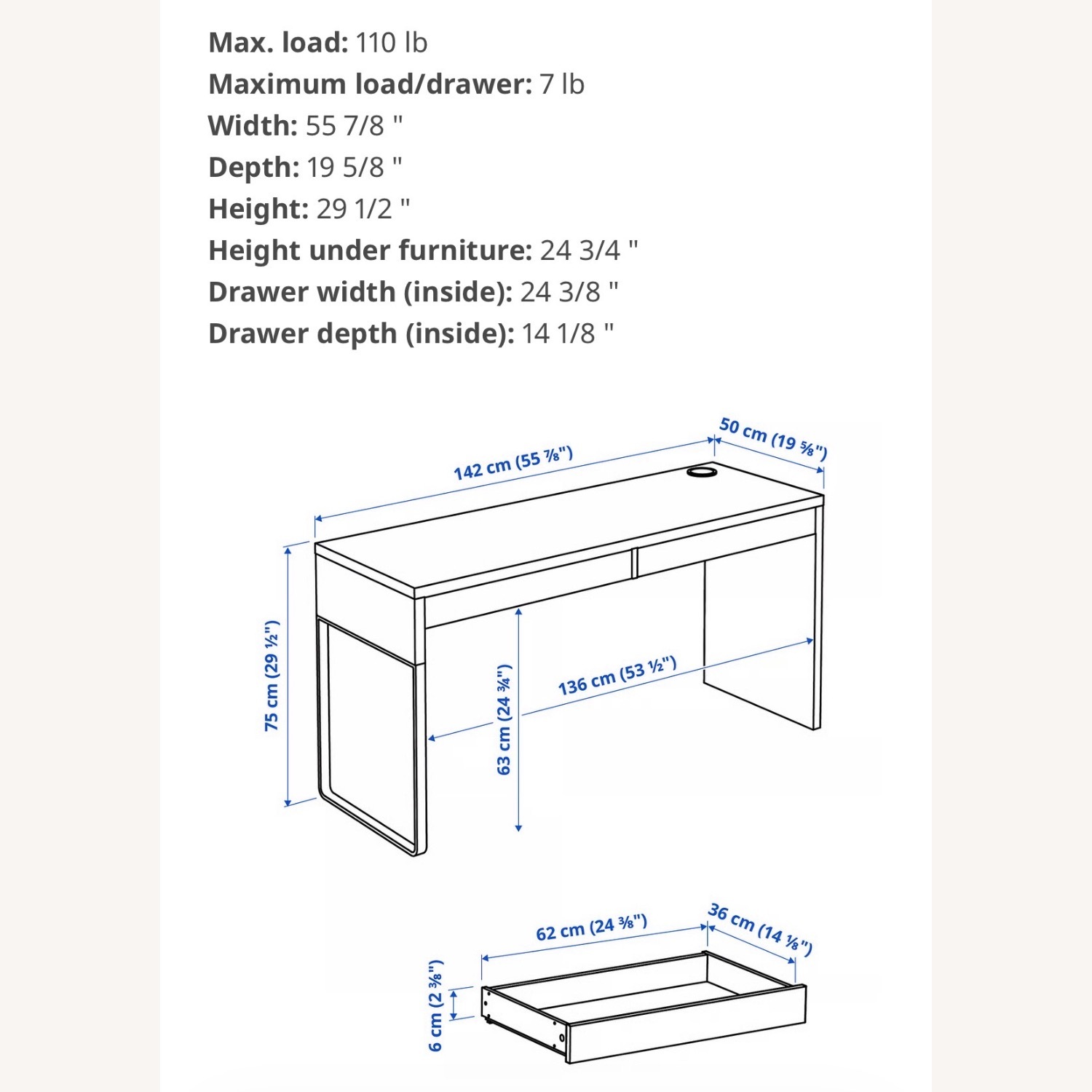 IKEA MICKE Desk (Black & White) - image-3