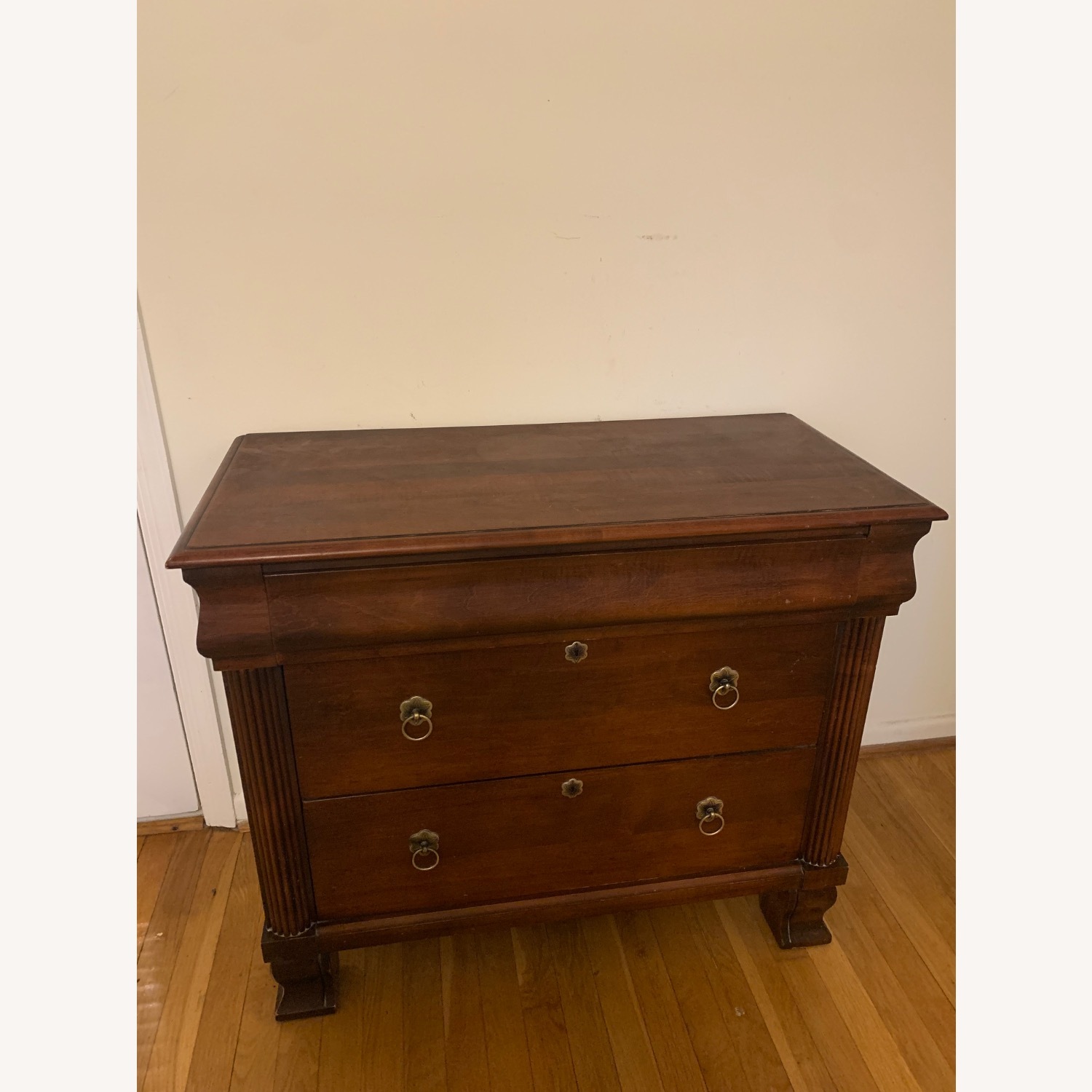 Ethan Allen Dark Brown Wood Dresser - 3 Drawers - image-2