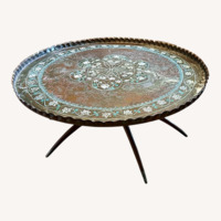 Vintage Moroccan Brass Tray Table