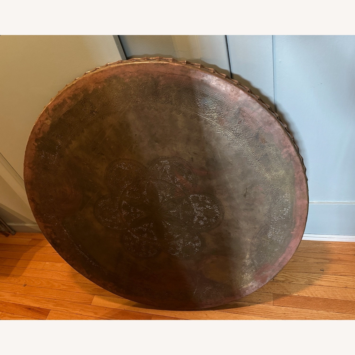 Vintage Moroccan Brass Tray Table - image-2