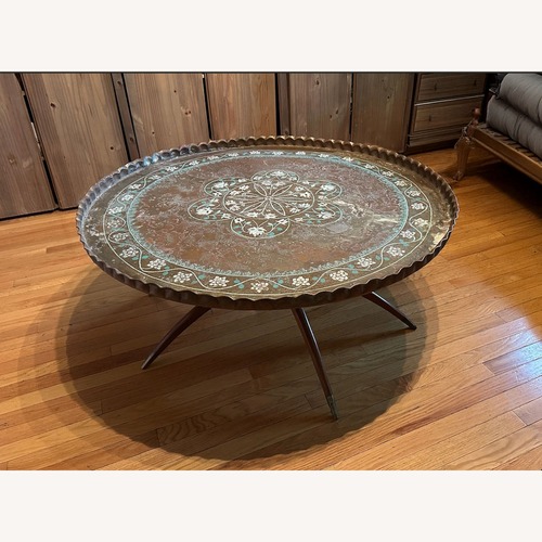 Used Vintage Moroccan Brass Tray Table for sale on AptDeco