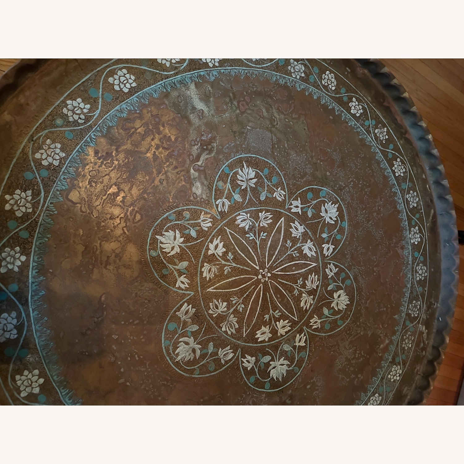 Vintage Moroccan Brass Tray Table - image-3