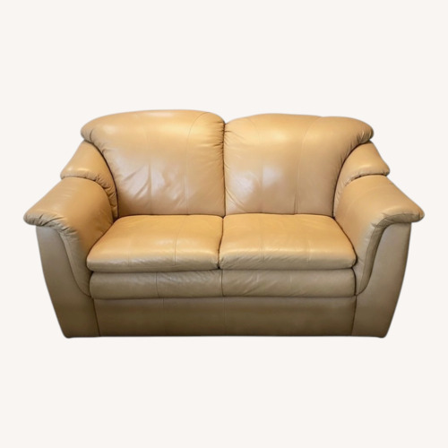 Used La-Z-Boy Leather 2-Seat Buttercream Loveseat for sale on AptDeco