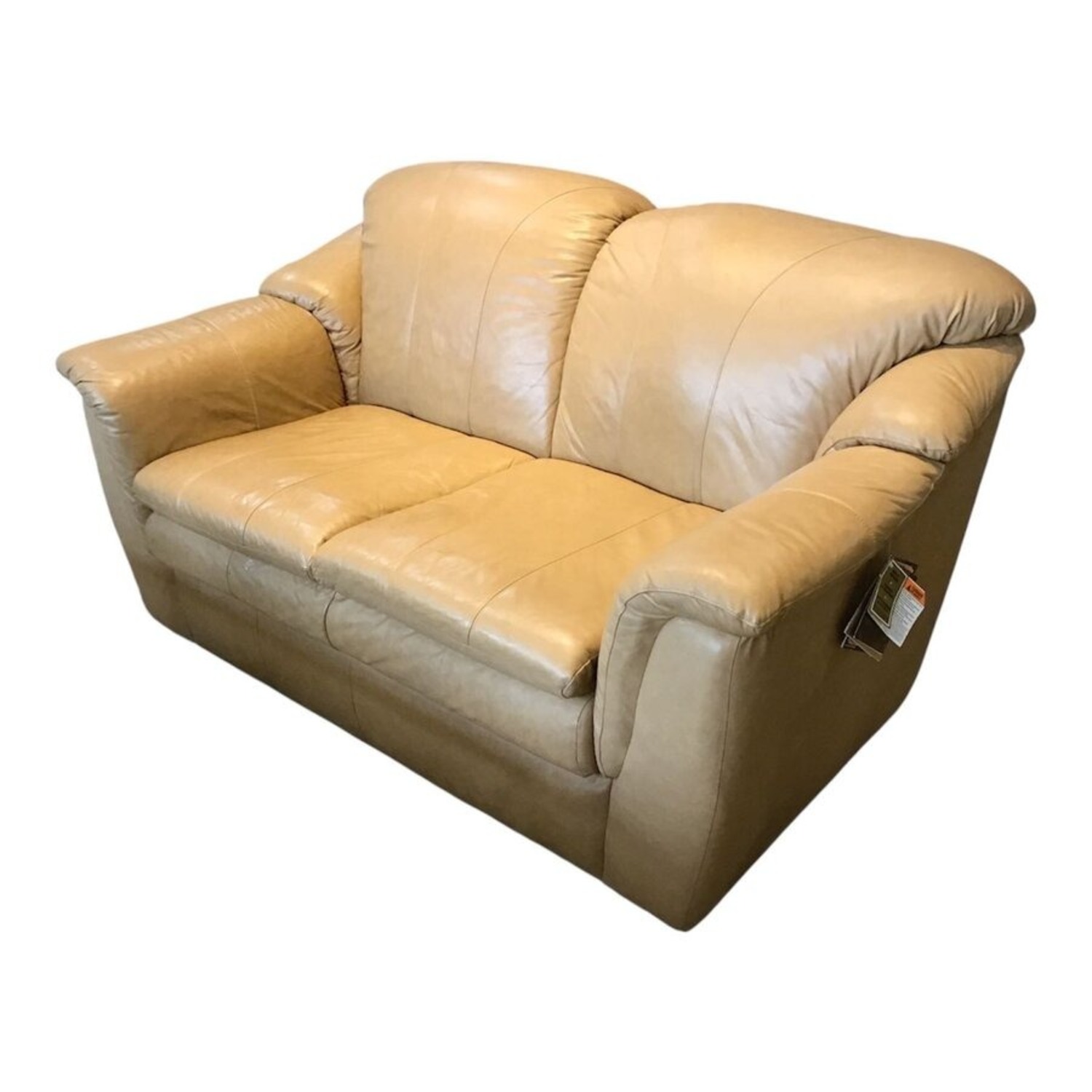 La-Z-Boy Leather 2-Seat Buttercream Loveseat - image-1