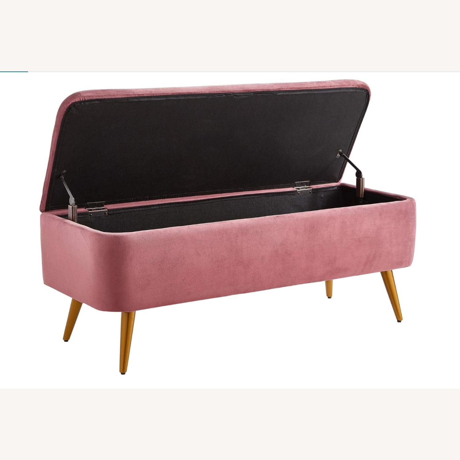 Upholstered Rose Pink Velvet Storage Bench - image-2