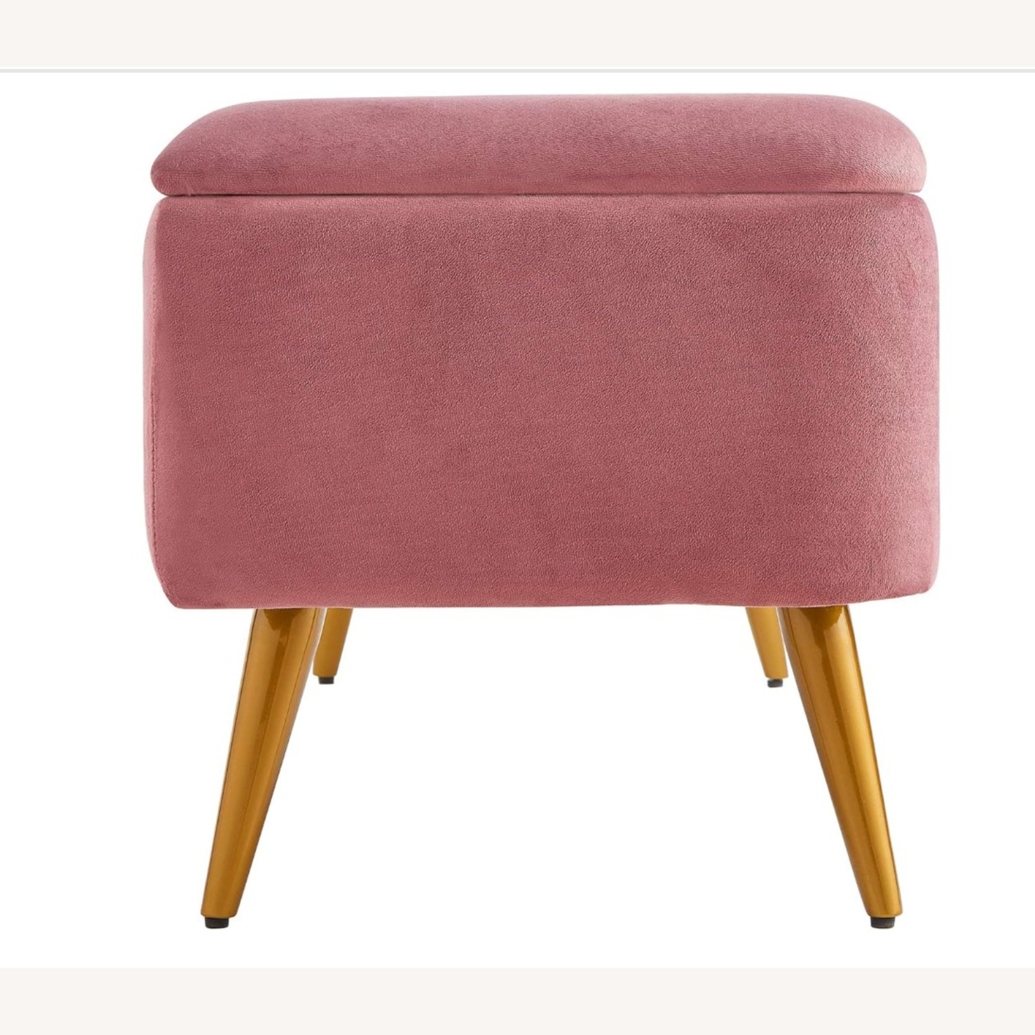 Upholstered Rose Pink Velvet Storage Bench - image-3