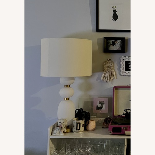Used West Elm Lilah Table Lamp, Large, White Linen for sale on AptDeco