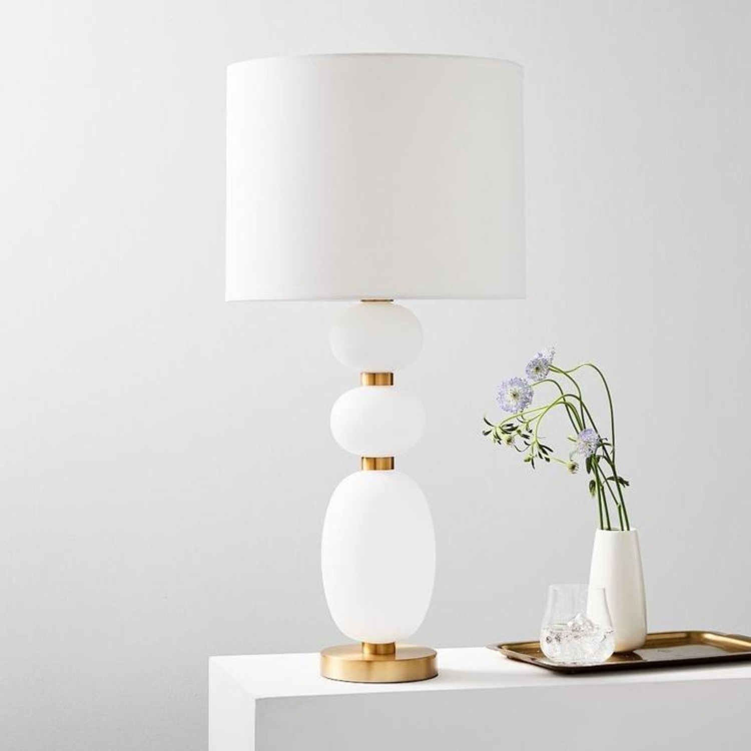 West Elm Lilah Table Lamp, Large, White Linen - image-2