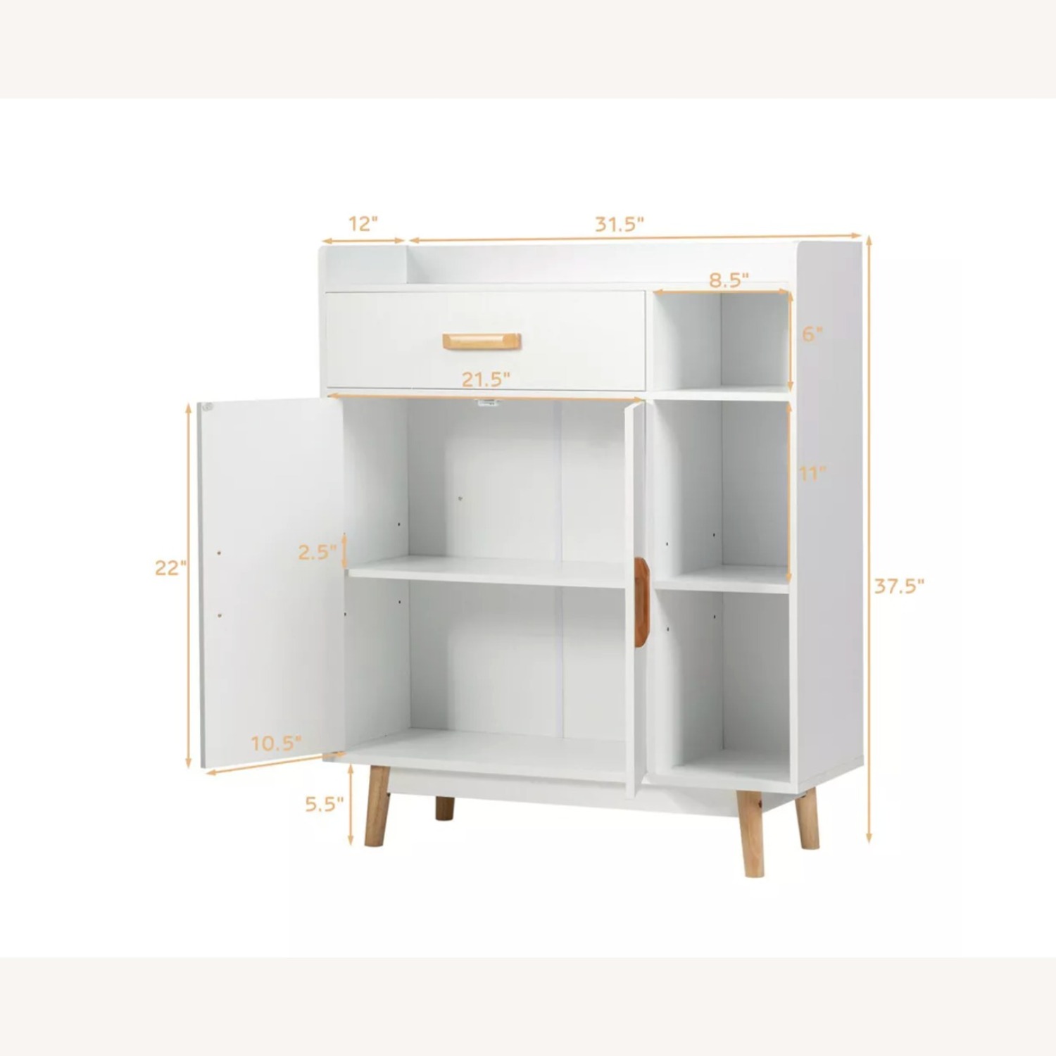 White Floor Storage Cabinet Free Standing Chest - image-2