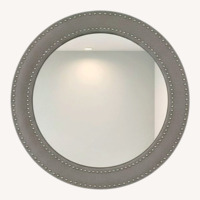 West Elm Upholstered Round Wall Mirror Dove Grey