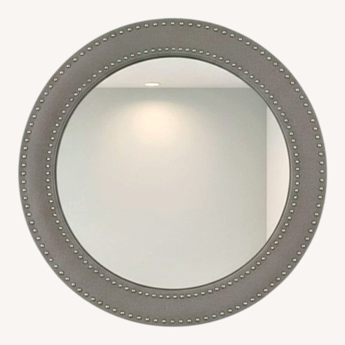 Used West Elm Upholstered Round Wall Mirror Dove Grey for sale on AptDeco