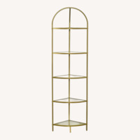 Gold 5-Tier Corner Metal Bookshelf Glass Shelves