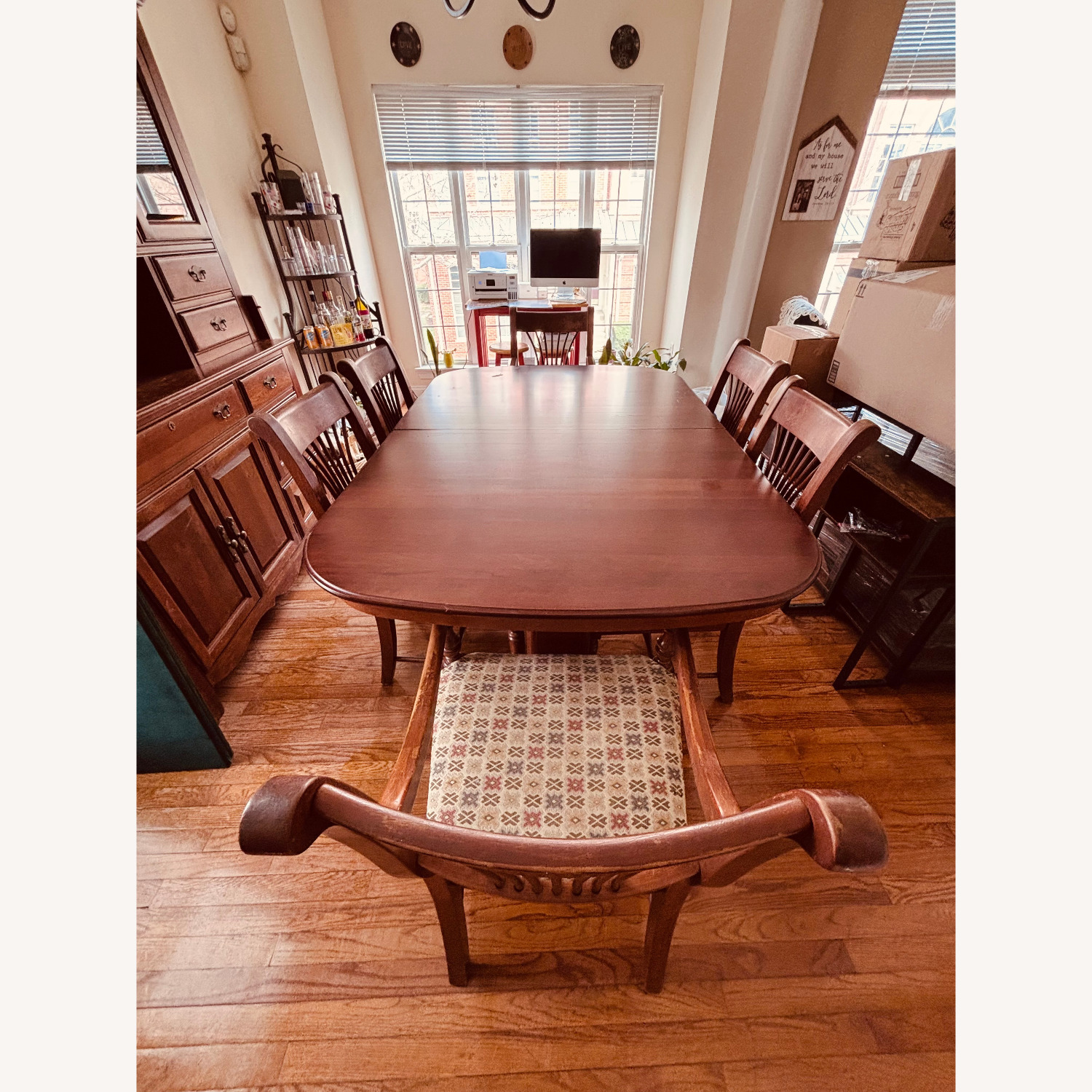 Vintage/Antique Dark Brown Wood Dining Set - image-7