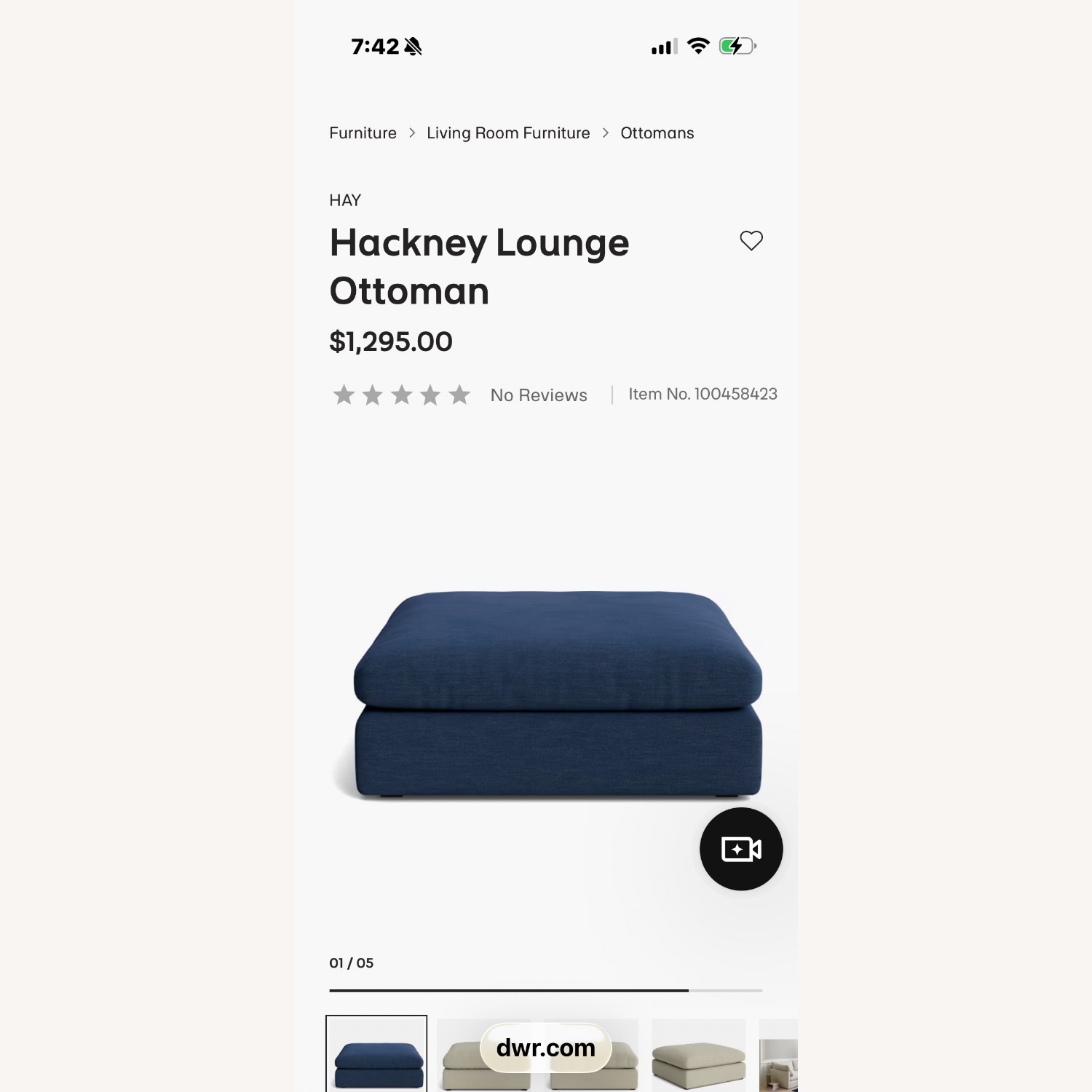 Design Within Reach Blue Fabric Chair and a Half - image-7