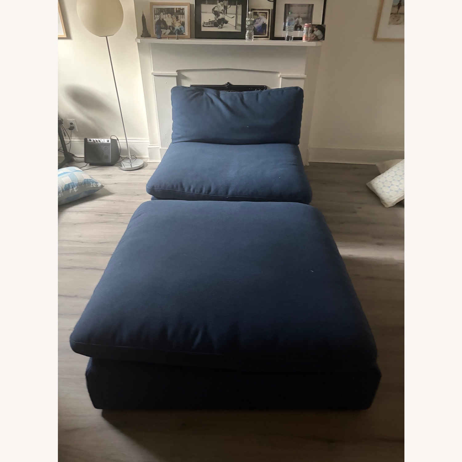 Design Within Reach Blue Fabric Chair and a Half - image-3