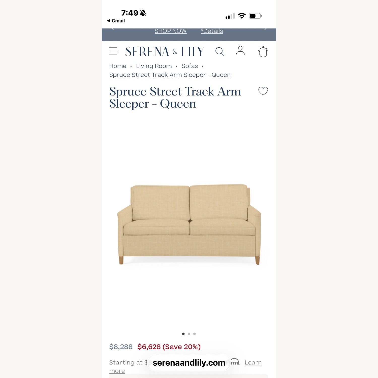 Serena & Lily Spruce Linen Sleeper Sofa - image-1