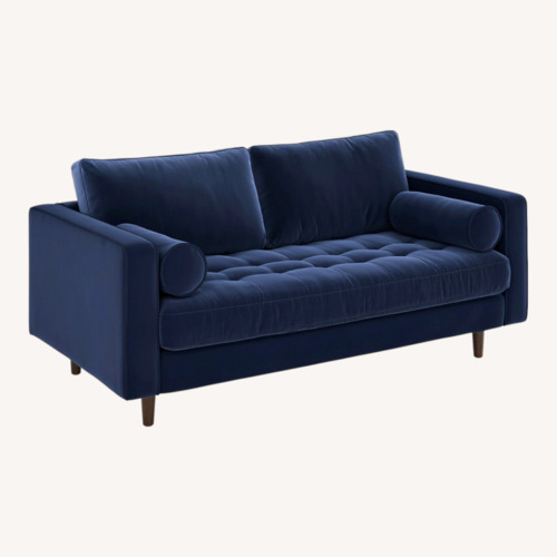 Used Article Sven Blue Velvet 2 Seater Sofa for sale on AptDeco